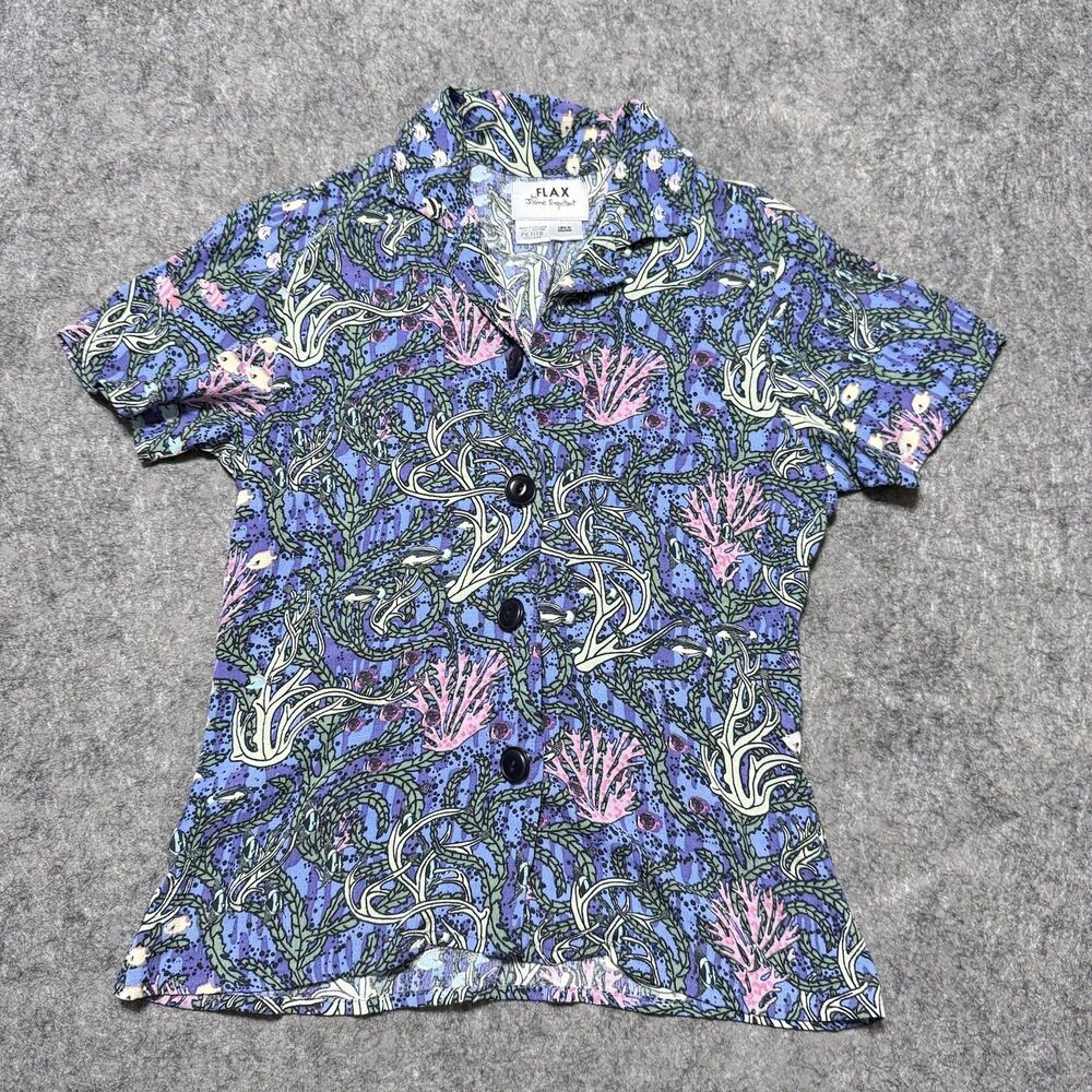 Vintage 90s FLAX Jeanne Engelhart Rayon Blouse Sea Coral Life Is Choise Tag P XS